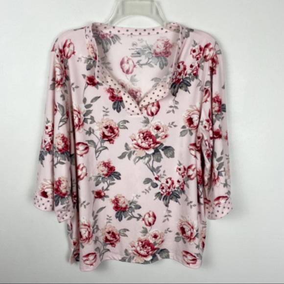 Flora Nikrooz Other - Flora Nikrooz Pink Floral Long Sleeve Pajama Top L